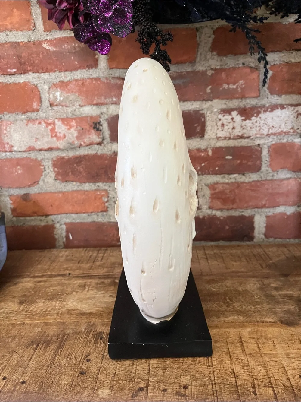 White Ghost on Crescent Moon Halloween Figurine